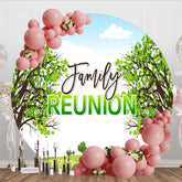 Aperturee - Aperturee Boho Trees Blue Sky Circle Family Reunion Backdrop